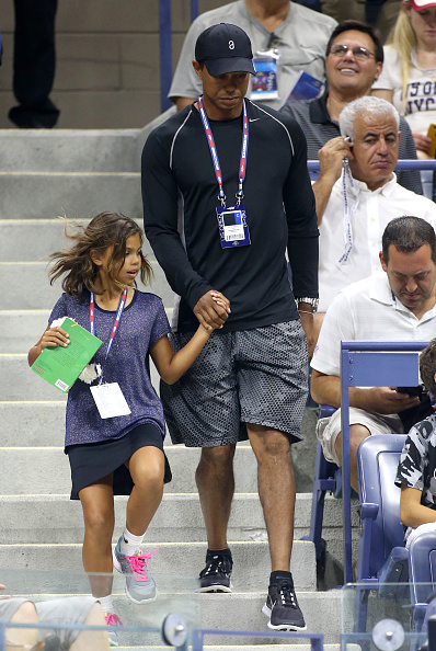 NEW YORK, NY - SEPTEMBER 4: Tiger Woods and his daughter Sam Woods attend in Rafael Nadal's box his match against Fabio Fognini of Italy on day five of the 2015 US Open at USTA Billie Jean King National Tennis Center on September 4, 2015 in the Flushing neighborhood of the Queens borough of New York City. (Photo by Jean Catuffe/GC Images)