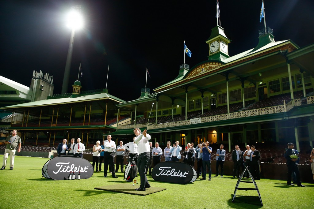 Gun amateur Ryan Ruffels shows the crowd how it's done in the Australian Golf Digest Par-3 Shootout at the SCG.