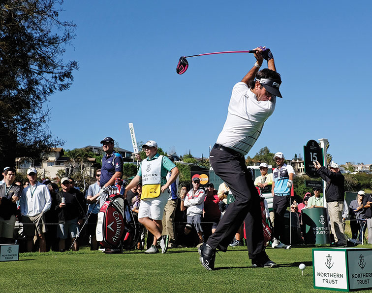 Bubba Watson’s swing disproves several teaching theories including “don’t go past parallel at the top” and “keep your lead foot on the ground”.