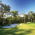 The foliage-heavy front nine offers a distinct contrast to the open, water-laden inward half.