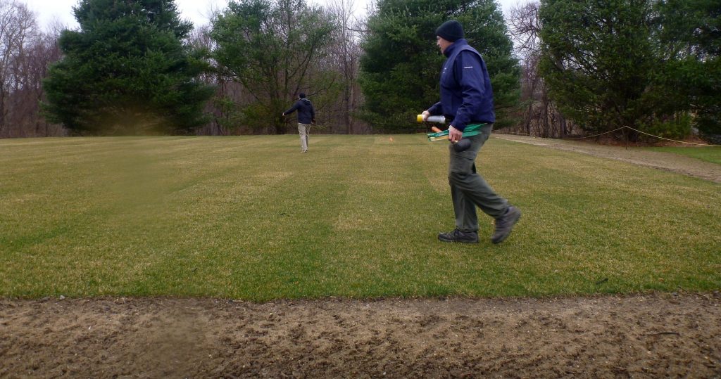 This is the wrong way to take divots on the driving range New Zealand