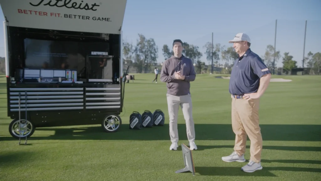 Inside a tour-level T-Series iron fitting with Titleist